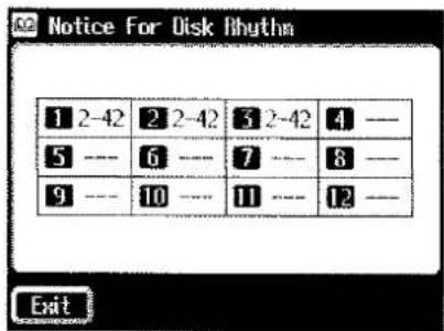 Notice For Disk Rhythm 1 2-42 2 2-42 3 2-42 4 — 5 —— 6 —— 7 —— 8 — 9 —— 10 —— 11 —— 12 — Exit
