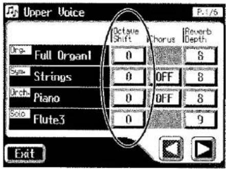 ROLAND AT-90S - Berühren Sie das gewünschte Octave Shift-Feld. - 1