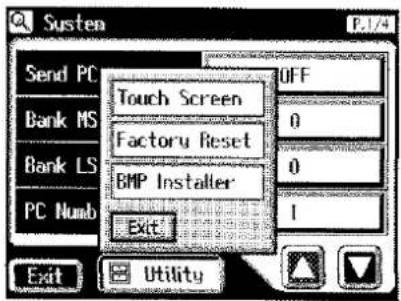 Systen Send PC Bank MS Bank LS PC Numb Touch Screen Factory Reset BMP Installer Exit OFF 0 0 1 Utility