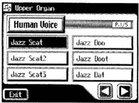 Upper Organ Human Voice P.1/S Jazz Scat Jazz Scat2 Jazz Scat3 Jazz Doo Jazz Doot Jazz Dat Exit