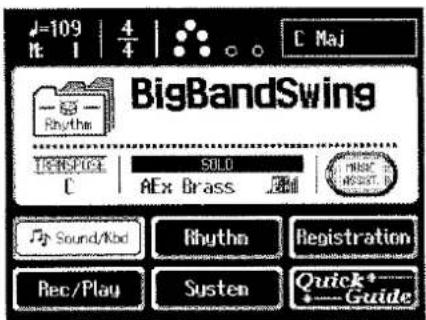 J=109 | 4/4 | C Maj BigBandSwing TENSPICE SOLO C AEx Brass MASC RESET Sound/Kob Rhythm Registration Rec/Play System Quick* Guide