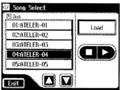 Song Select Disk 01:ATELER-01 02:ATELER-02 03:ATELER-03 04:ATELER-04 05:ATELER-05 Load Exit
