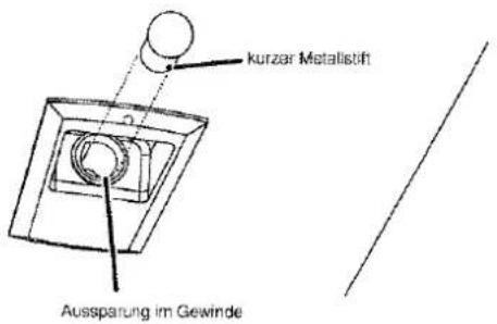 kurzar Metallistift Aussparung im Gewinde