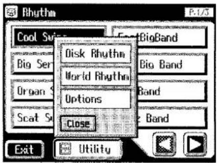 Rhythm P.1/5 Cool Swing Big Band Disk Rhythm World Rhythm Options Big Band Organ S Scat S Close Band Band Exit Utility