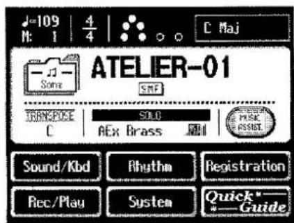 J=109 | 4/4 | C Maj ATELIER-01 SND TICKSPACE SOLD C Alex Brass PMEK ASSET Sound/Kbd Rhythm Registration Rec/Play System Quick* *Guide