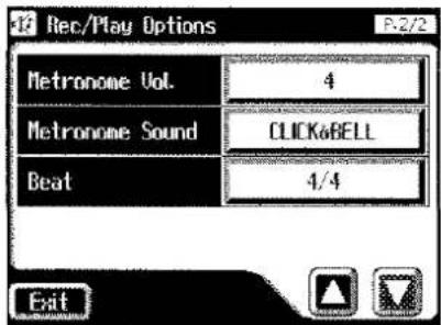 Rec/Play Options Metronome Vol. 4 Metronome Sound CLICK&BELL Beat 4/4 Exit
