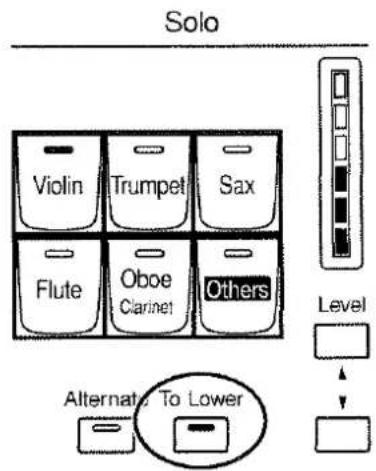 ROLAND AT-90S - Spielen des Solo-Klangs auf dem unteren Manual (Solo [To Lower]-Taster) - 1