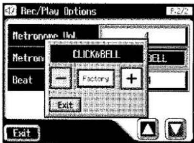 17 Rec/Play Options F-2/2 Metronone Vol METRON Beat CLICK&BELL Factory + Exit BELL Exit