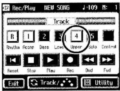 24 Rec/Play NEW SONG J-109 M: 1 Track R 1 2 3 4 5 Rhythm Acond Bass Lowe Upper Solo Control Reset Stop Play Rec Bad Fud Exit Track/ Utility