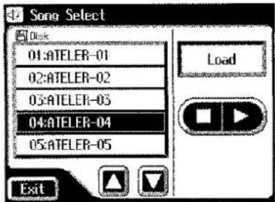 Song Select Disk 01:ATELER-01 02:ATELER-02 03:ATELER-03 04:ATELER-04 05:ATELER-05 Load Exit