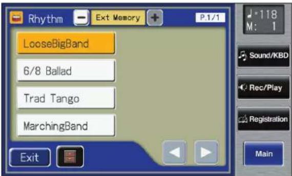 Rhythm Ext Memory P.1/1 LooseBigBand 6/8 Ballad Trad Tango MarchingBand Exit J=118 M: 1 Sound/KBD Rec/Play Registration Main