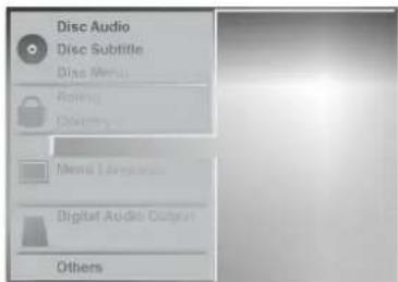 Disc Audio Disc Subtitle Disc Menu Rolling Delivery Menu 1 Display Digital Audio Output Others