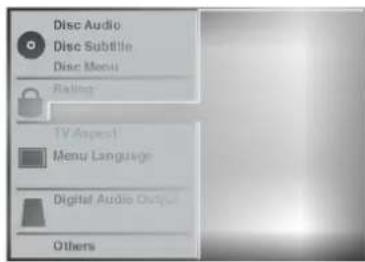 Disc Audio Disc Subtitle Disc Menu Rating TV Audio Menu Language Digital Audio Output Others
