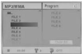 MP31WMA Program FILE 1 FILE 2 FILE 4 FILE 5 FILE 6 FILE 7 FILE 8 FILE 9 FILE 10 FILE 11 FILE 12 FILE 13 Close All 00:00 OFF