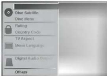 Disc Subtitle Disc Menu Rating Country Code TV Aspect Menu Language Digital Audio Dis Others