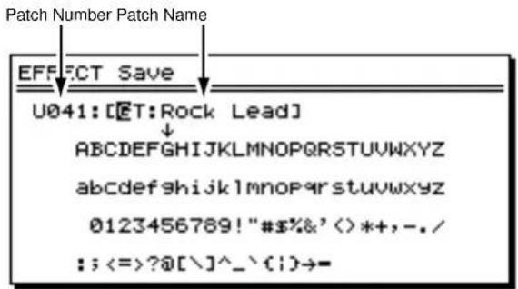 Patch Number Patch Name EFFECT Save U041: [ET:Rock Lead] ↓ ABCDEFGHIJKLMNOPQRSTUVWXYZ abcdefghijklmnopqrstuvwxyz 0123456789!"#$%&' <>*+,-./ ; <=>?@[\]^_^(';)→=