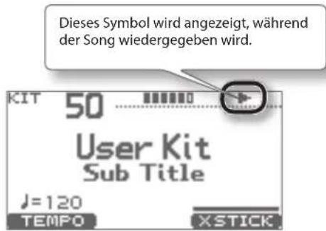 Dieses Symbol wird angezeigt, während der Song wiedergegeben wird. KIT 50 User Kit Sub Title J=120 TEMPO XSTICK
