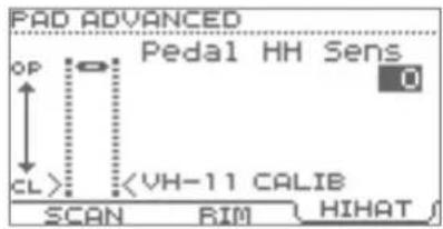 PAD ADVANCED Pedal HH Sens OP CL> (VH-11 CALIB) SCAN RIM HIHAT