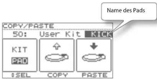 Name des Pads COPY/PASTE 50: User Kit KICK KIT PAD #SEL COPY PASTE