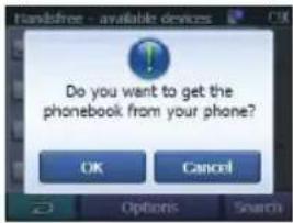 Do you want to get the phonebook from your phone? OK Cancel Options Search