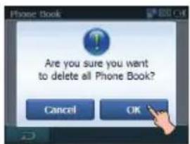 Phone Book Are you sure you want to delete all Phone Book? Cancel OK