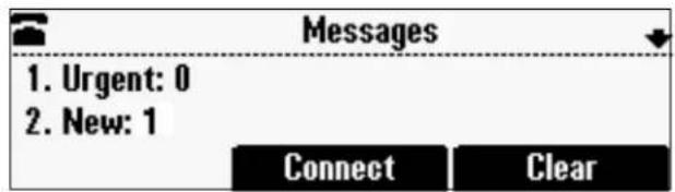 Messages 1. Urgent: 0 2. New: 1 Connect Clear