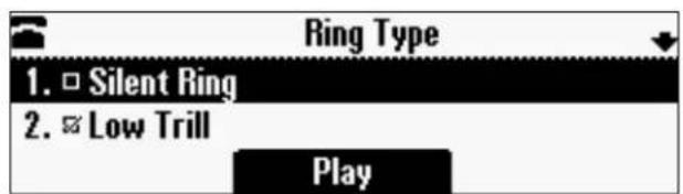 Ring Type 1. □ Silent Ring 2. □ Low Trill Play