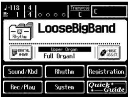 M: 1 | 4/4 | Transpose C LooseBigBand Digital H-BAR Upper Organ Full Organ1 MUSIC ASSIST. Sound/Kbd Rhythm Registration Rec/Play System Quick* Guide