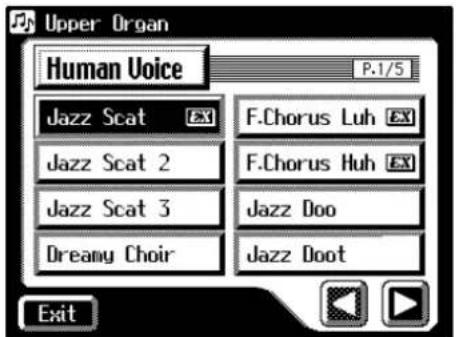 Upper Organ Human Voice P.1/5 Jazz Scat F.Chorus Luh Jazz Scat 2 F.Chorus Huh Jazz Scat 3 Jazz Doo Dreamy Choir Jazz Doot Exit