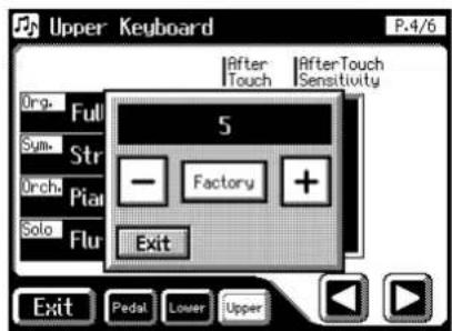 Upper Keyboard P.4/6 Org. Full Sym. Str Orch. Pial Solo Flur 5 — Factory + Exit Exit Pedal Lower Upper