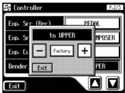 Controller P-2/3 Exp. Src (Rec) PEDAL Exp. Sr Exp. Cu Bender. to UPPER Factory + Exit MPOSER PER Exit