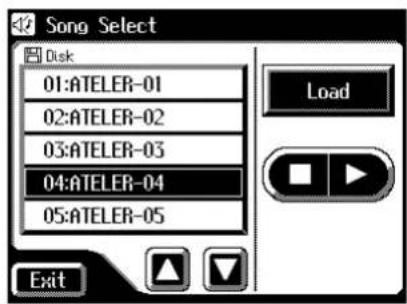Song Select Disk 01:ATELER-01 02:ATELER-02 03:ATELER-03 04:ATELER-04 05:ATELER-05 Load Exit