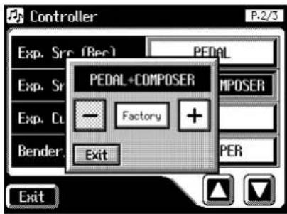 Controller P.2/3 Exp. Src (Rec) PEDAL Exp. Sr Exp. Cu Bender PEDAL+COMPOSER — Factory + Exit PER Exit