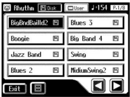 Rhythm Disk User J-154 P.1/8 BigBndBailld2 Blues 3 Boogie Big Band 4 Jazz Band Swing Blues 2 MidiumSwing2 Exit