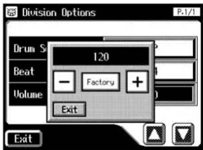 Division Options P.1/1 Drum S Beat Volume 120 — Factory + Exit Exit