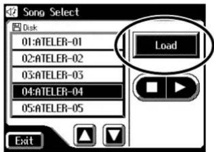 Song Select Disk 01:ATELER-01 02:ATELER-02 03:ATELER-03 04:ATELER-04 05:ATELER-05 Load Exit