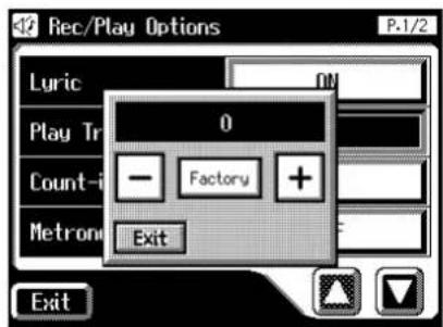 Rec/Play Options P-1/2 Lyric ON Play Tr 0 — Factory + Metron Exit Exit