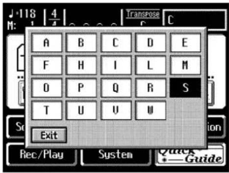 J 118 | 4 M: 1 4 TransPose C A B C D E F H I L M O P Q R S T U V U Exit Rec/Play System Guide