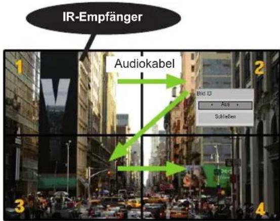 IR-Empfänger 1 2 Audiokabel Blvd ID Aus Schließen 3 4
