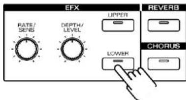 EFX RATE/ SENS DEPTH/ LEVEL UPPER LOWER REVERB CHORUS