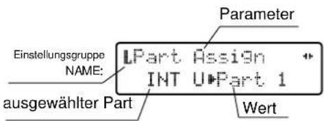 Parameter Einstellungsgruppe NAME: Part Assign INT UPart 1 ausgewählter Part Wert