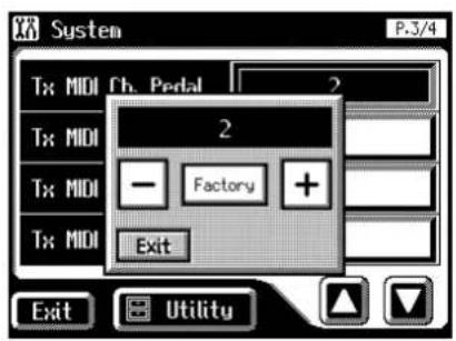 System P.3/4 Tx MIDI Fb Pedal 2 Tx MIDI Tx MIDI Tx MIDI 2 — Factory + Exit Exit Utility