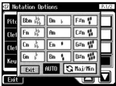 Notation Options Pitc Bbn bb Dm b F#n # Clet Fn bb Am C#n # Clet Cm bb En # G#n # Key Gn b Bn # D#n # Exit AUTO Maj/Min Exit