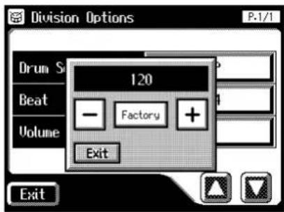 Division Options P.1/1 Drum S Beat Volume 120 - Factory + Exit Exit