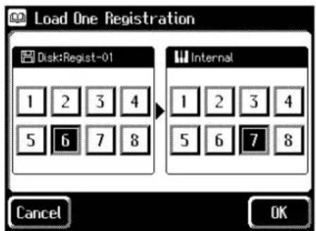 Load One Registration Disk:Regist-01 1 2 3 4 5 6 7 8 Internal 1 2 3 4 5 6 7 8 Cancel OK