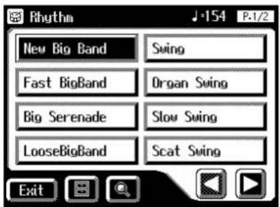 Rhythm New Big Band Swing Fast BigBand Organ Swing Big Serenade Slow Swing LooseBigBand Scat Swing Exit