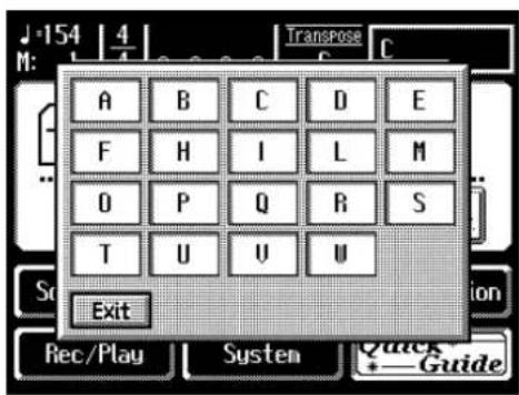 J-154 | 4 TransPose C M: A B C D E F H I L M O P Q R S T U U U Exit Rec/Play System Quick + Guide