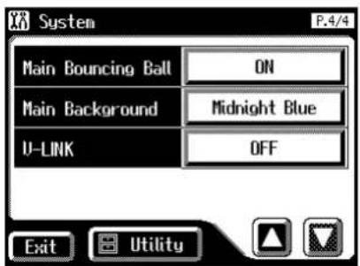 System P.4/4 Main Bouncing Ball ON Main Background Midnight Blue U-LINK OFF Exit Utility