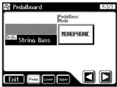 Pedalboard P.3/3 Orch. String Bass PedalBass Mode MONOPHONIC Exit Pedal Lower Upper