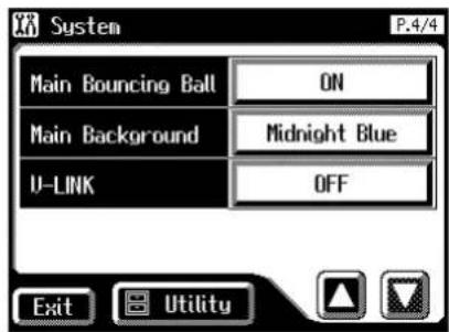 System P.4/4 Main Bouncing Ball ON Main Background Midnight Blue U-LINK OFF Exit Utility